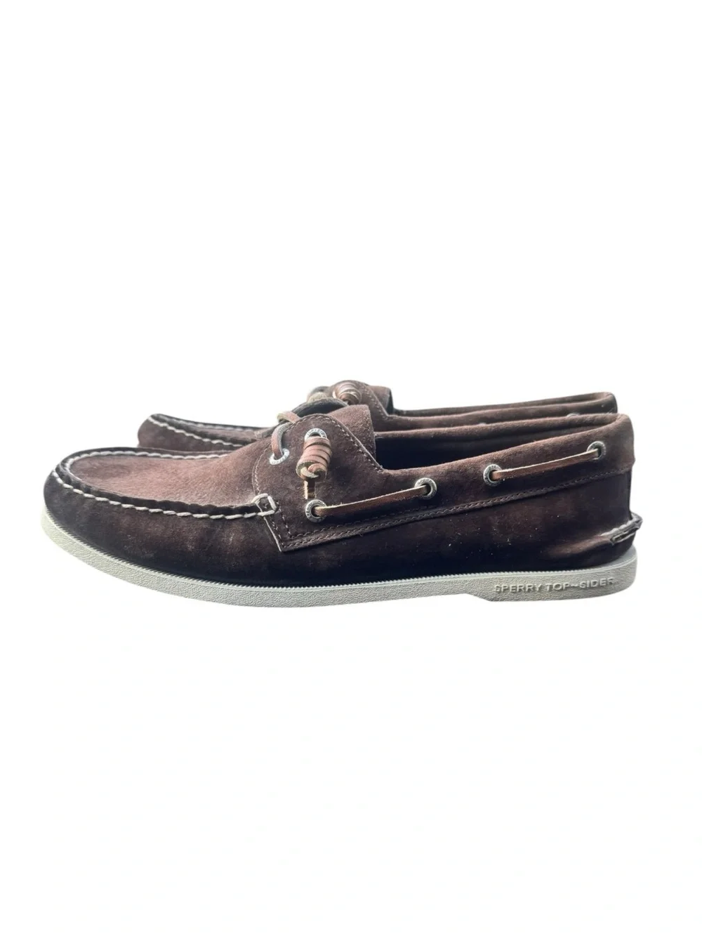 Sperry Top-Sider Brown Suede Boat Shoes Men’s 10.5 Leather Moc Loafers GUC